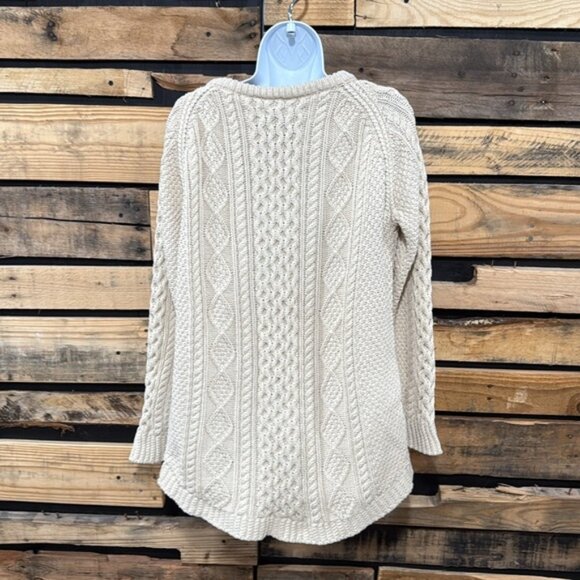 L.L. BEAN Signature Women's Cotton Fisherman Tunic Sweater Beige Size Large - Picture 6 of 9